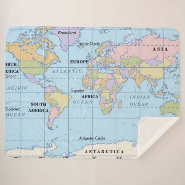 COBERTOR SHERPA MAPA MUNDIAL (Frente (Horizontal))