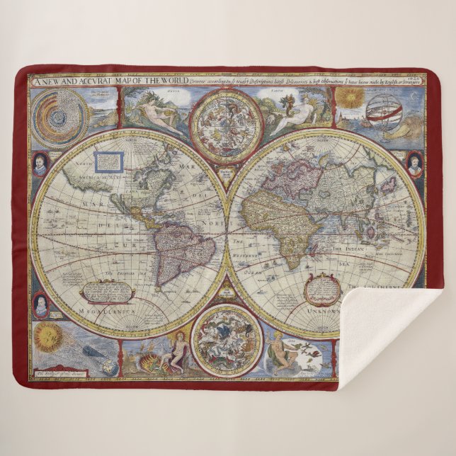 Cobertor Sherpa Mapa Mundial Antiquado nº 3 (Frente (Horizontal))
