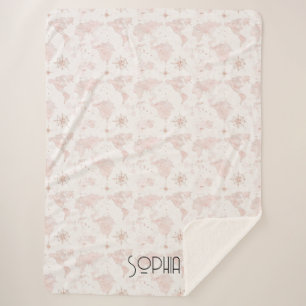 Cobertor Sherpa Mapa Mundial Rosa