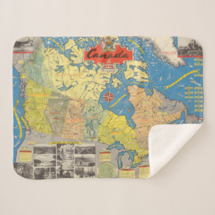 Cobertor Sherpa Mapa pictórico de Canadá - marcos