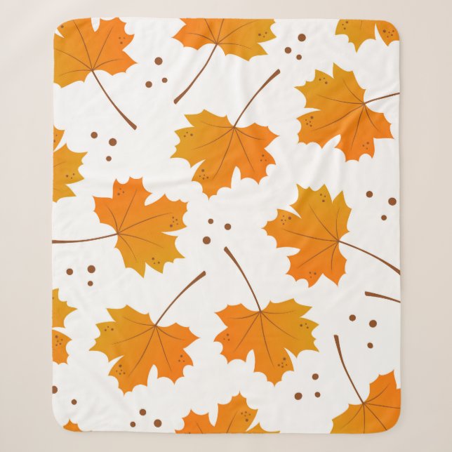 Cobertor Sherpa Maple Mirth: Folhas de outono de Cartoon (Frente)