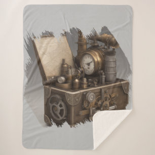Cobertor Sherpa Máquina do Tempo Steampunk - Treasure Chest Vintag