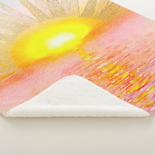 Cobertor Sherpa Mar de Aquarela Águas Douradas Dótulos Solares M