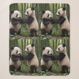 Cobertor Sherpa Maravilhas Caprichosas: Pandas Bebês Jogam na Flor