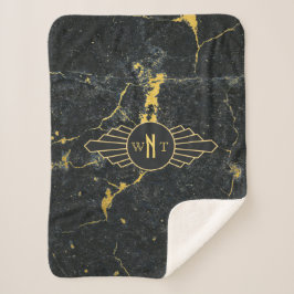 Cobertor Sherpa Marble Preto - Três Letras - Decência de Arte Mono