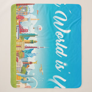 Cobertor Sherpa Marcas do Mundo: Conjunto de Vintagens de Viagem