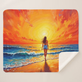 Cobertor Sherpa Marcha tranquila poente do sol arte brilhante do o