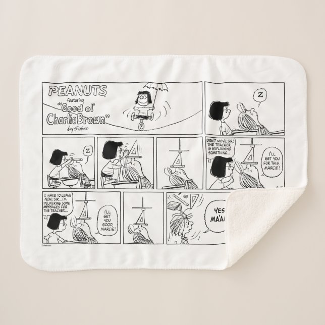 Cobertor Sherpa Marcie & Peppermint Patty Na Sala De Aula (Frente (Horizontal))