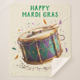 Cobertor Sherpa Mardi Gras Festive Drum