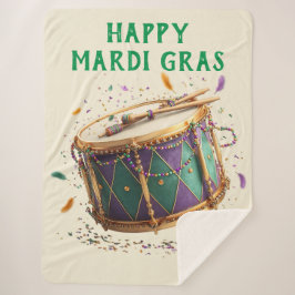 Cobertor Sherpa Mardi Gras Festive Drum