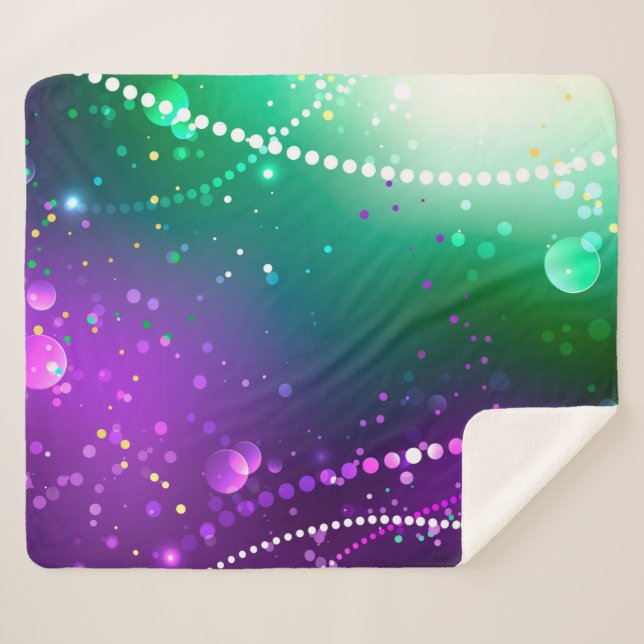Cobertor Sherpa Mardi Gras Festivo Purple Background (Frente (Horizontal))