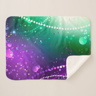 Cobertor Sherpa Mardi Gras Festivo Purple Background