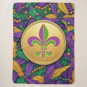 Cobertor Sherpa Mardi Gras Fleur de lis