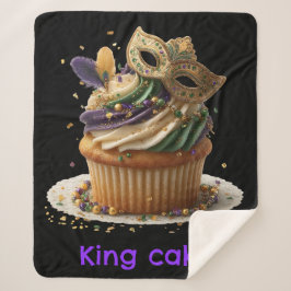 Cobertor Sherpa Mardi Gras Masked Cupcake Celebration