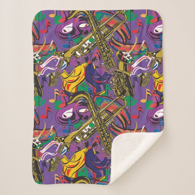 Cobertor Sherpa Mardis Gras Nova Orleães (Frente)