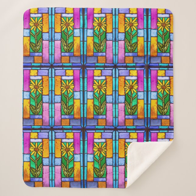 Cobertor Sherpa Margarida Amarela de Vidro Estreita (Frente)