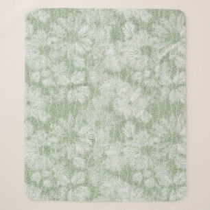 Cobertor Sherpa Margarida Floral Verde Lima Aveludado