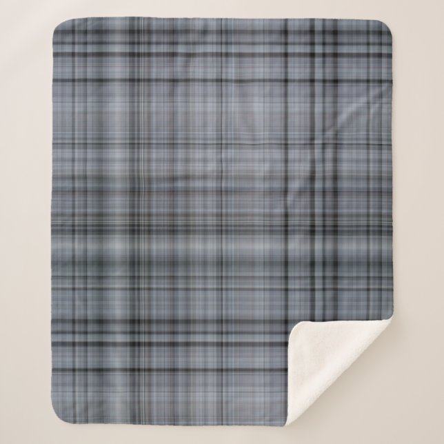 Cobertor Sherpa Marinho de amoras frescas Xadrez azul (Frente)