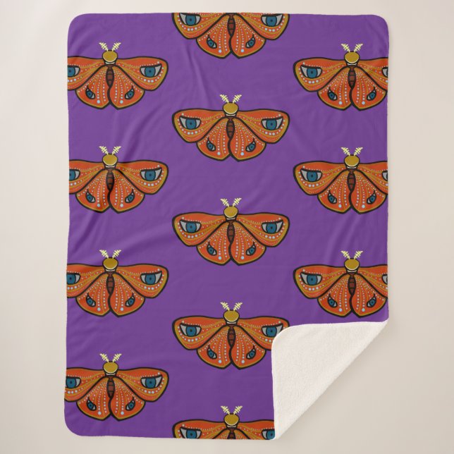 Cobertor Sherpa Mariposa Mística con Ojos (Frente)