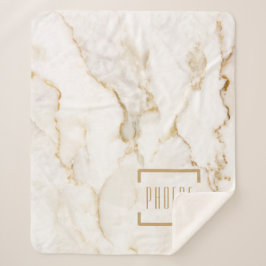 Cobertor Sherpa Mármore com Efeito Dourado e Nome Personalizado Mo