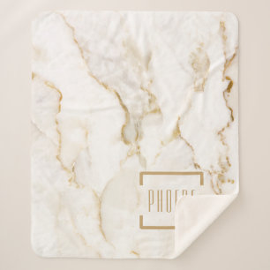 Cobertor Sherpa Mármore com Efeito Dourado e Nome Personalizado Mo