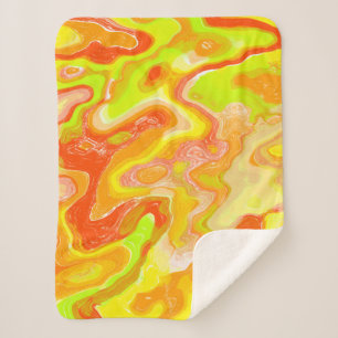 Cobertor Sherpa Mármore Laranja Lava Textura Topográfica Abstrata