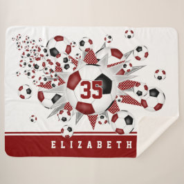 Cobertor Sherpa maroon black soccer bolas estrelas estrelas salão 