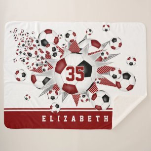 Cobertor Sherpa maroon black soccer bolas estrelas estrelas salão