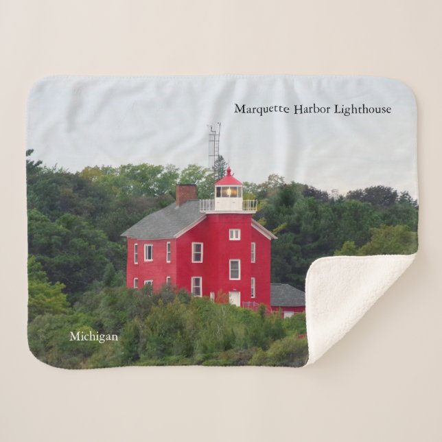 Cobertor Sherpa Marquette Harbor Lighthouse sherpa blanket (Frente (Horizontal))