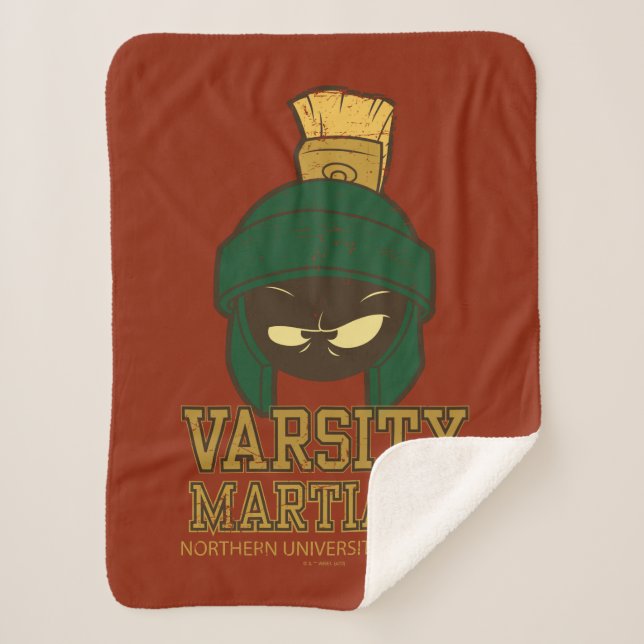 Cobertor Sherpa MARVIN, O MARTIAN™ Varsity Collegiate Graphic (Frente)