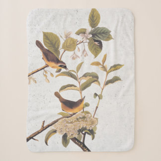 Cobertor Sherpa Maryland Yellowthroat Audubon Birds com Flores