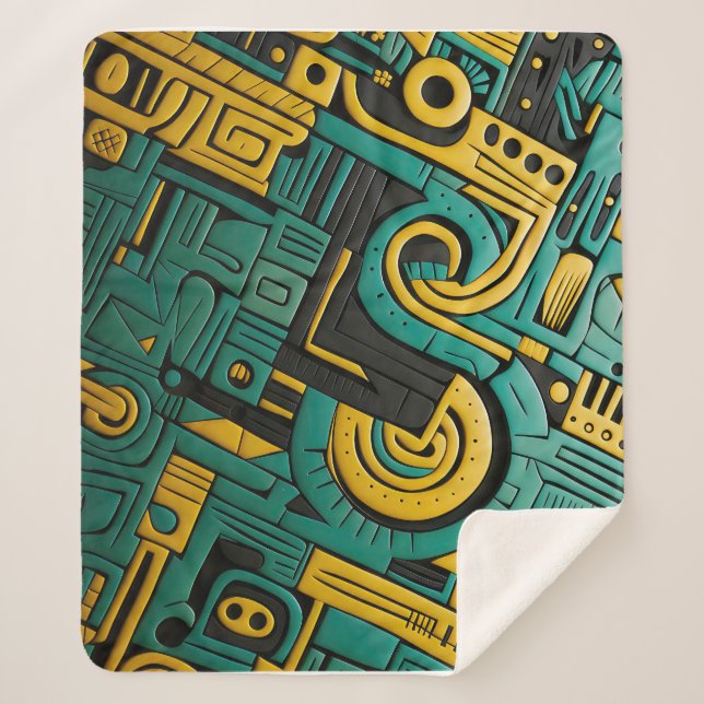 Cobertor Sherpa Matriz de Esmeraldas Africana Ankara (Frente)