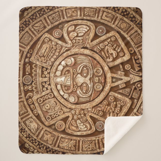 Cobertor Sherpa Maya Tribal Pagan: Textura Ornamental (Frente)
