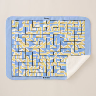 Cobertor Sherpa Maze azul e amarelo
