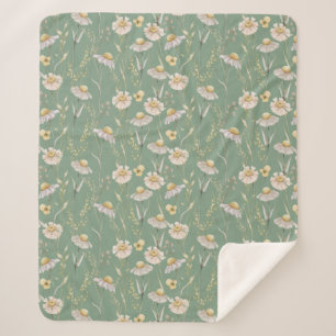 Cobertor Sherpa Meadow cotage country impressão em verde