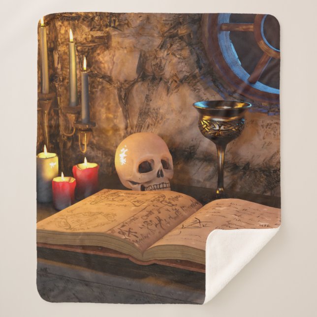 Cobertor Sherpa Medieval Fantasy Wizard's Study (Frente)