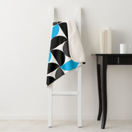 Cobertor Sherpa Médio século Azul e Cinzas preto modernos