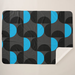 Cobertor Sherpa Médio século Azul e Cinzas preto modernos