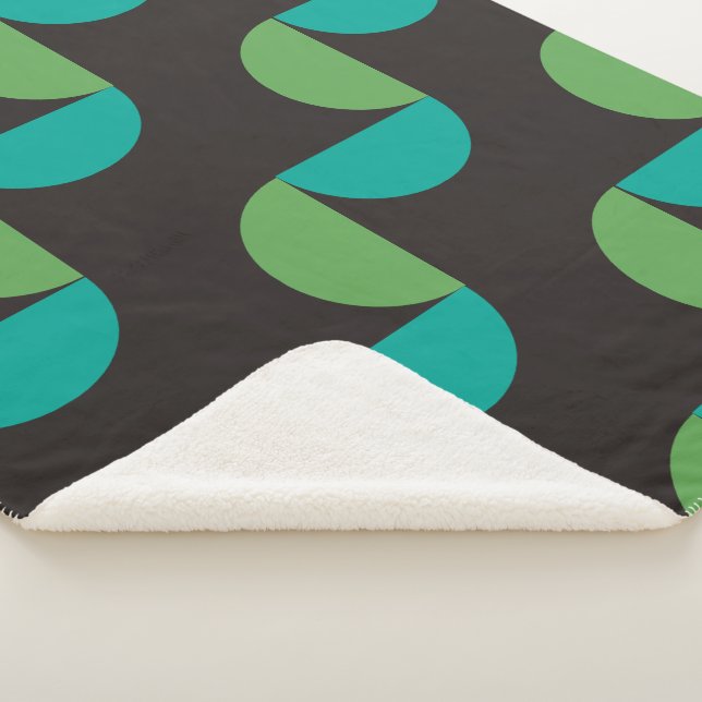 Cobertor Sherpa Médio Século Moderno Castanho verde e turquesa (3/4)