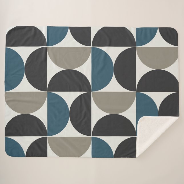Cobertor Sherpa Médio-Século Moderno Cinza Azul Gunmetal (Frente (Horizontal))