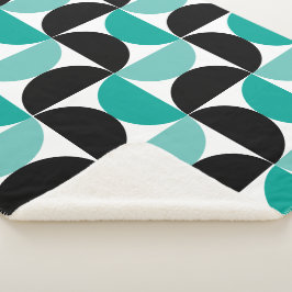 Cobertor Sherpa Médio Século moderno preto branco e menta