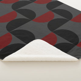 Cobertor Sherpa Médio Século Vermelho Negro e Cinzas Modernos