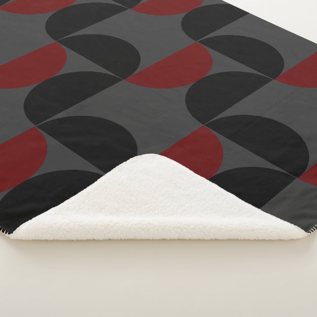 Cobertor Sherpa Médio Século Vermelho Negro e Cinzas Modernos (3/4)