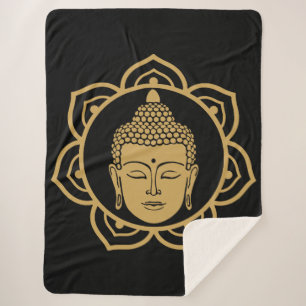 Cobertor Sherpa Meditação de Cabeça de Buda