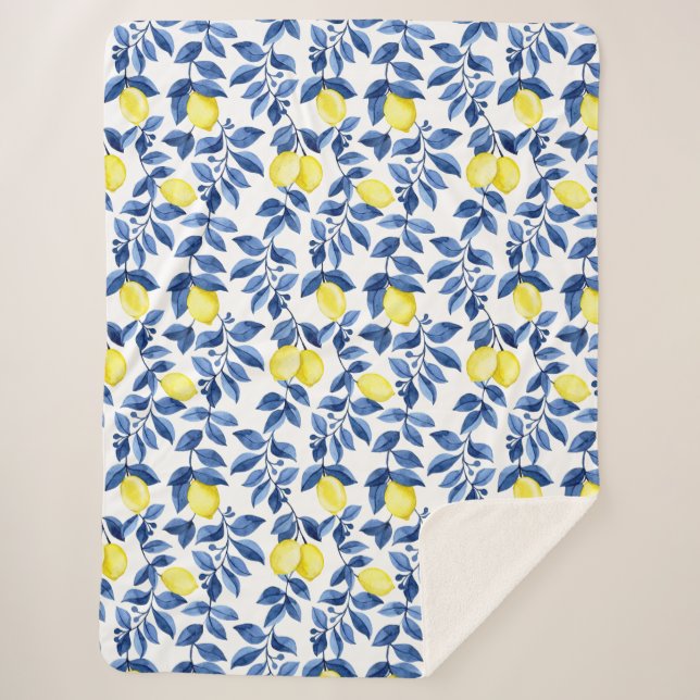 Cobertor Sherpa Mediterrenean Citrus Lemon pattern (Frente)
