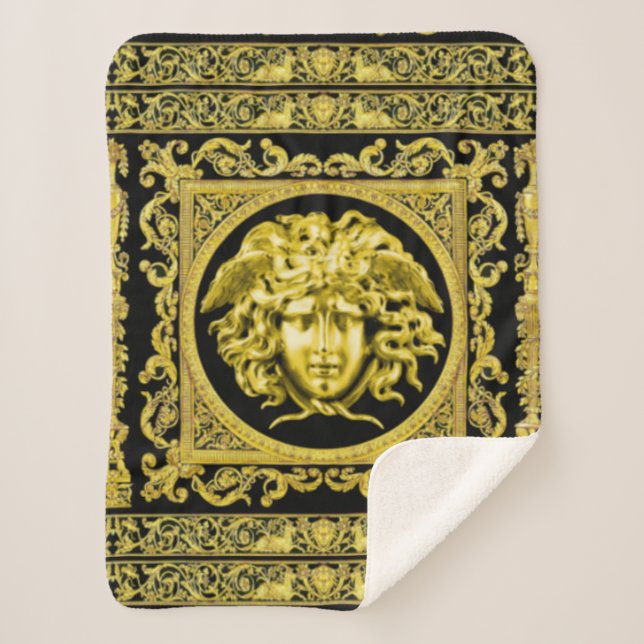 Cobertor Sherpa Medusa Dourada  (Frente)