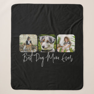 Cobertor Sherpa Melhor Mãe De Cachorro - Colagem Personalizada De 
