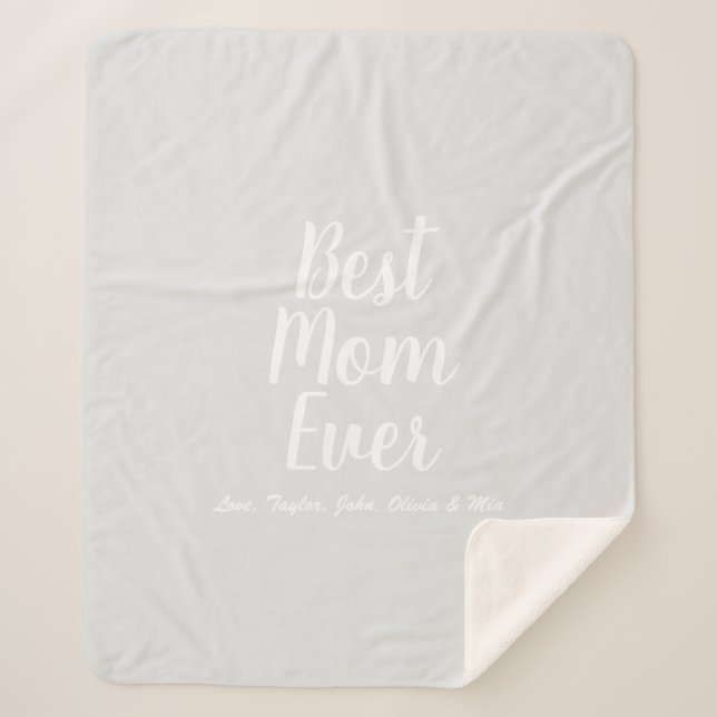Cobertor Sherpa Melhor Mãe do Mundo cinza claro script personaliza (Frente)