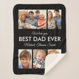 Cobertor Sherpa Melhor Pai do Mundo Personalizado Colagem de Fotos
