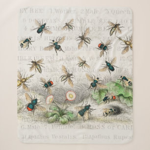 Cobertor Sherpa Melhor Rainha Abelha Entomologia Botânica Vintage